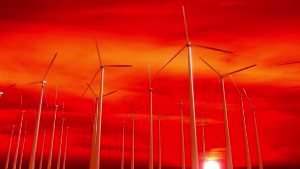 Wind Turbines Renewable Energy Concept Animation — Stock Video