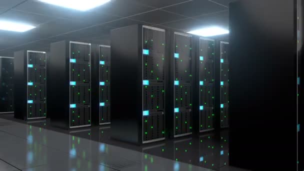 Server Room Datacenter Opslag Hostingconcept — Stockvideo