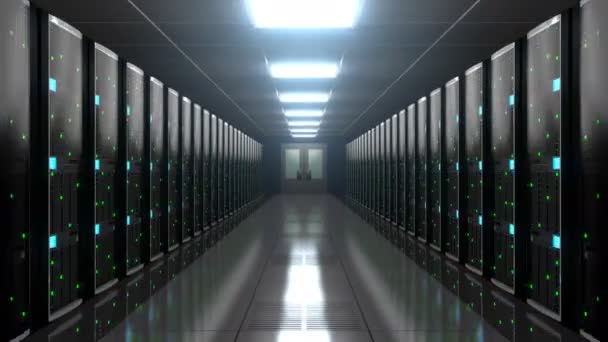 4Kサーバールーム データセンター ストレージ ホスティングコンセプト — ストック動画