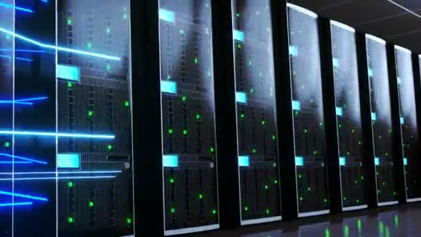 Servers Datacenter Opslag Hosting Snel Internet Concept — Stockvideo