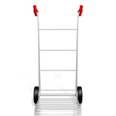 El arabası beyaz arka planda izole edildi - 3D görüntüleme