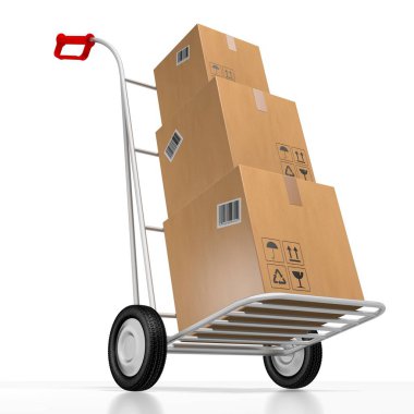 Paketler el arabasında - 3D görüntüleme