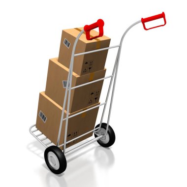Paketler el arabasında - 3D görüntüleme