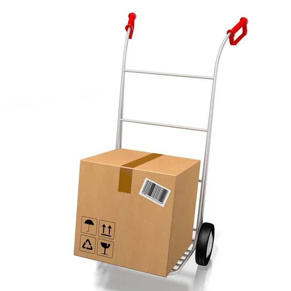 Package on hand cart - 3D rendering — ストック写真