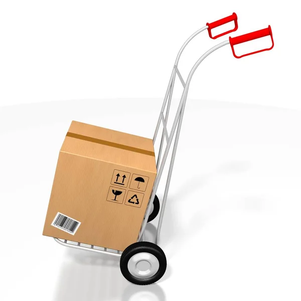 Package on hand cart - 3D rendering — ストック写真