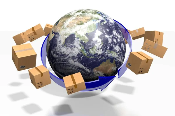 Erde, internationales Transprot-Konzept - 3D-Rendering — Stockfoto
