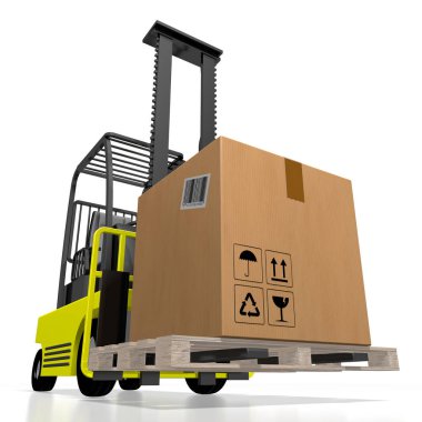 Forklift makinesi, paket - 3d oluşturma