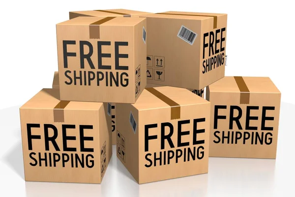 Free package shipping concept - 3D rendering — 图库照片