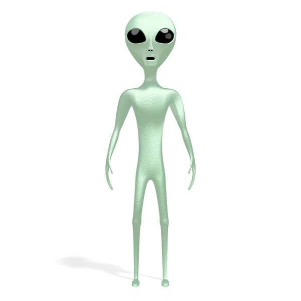 Extraterrestre verde, extraterrestre - representación 3D — Foto de Stock