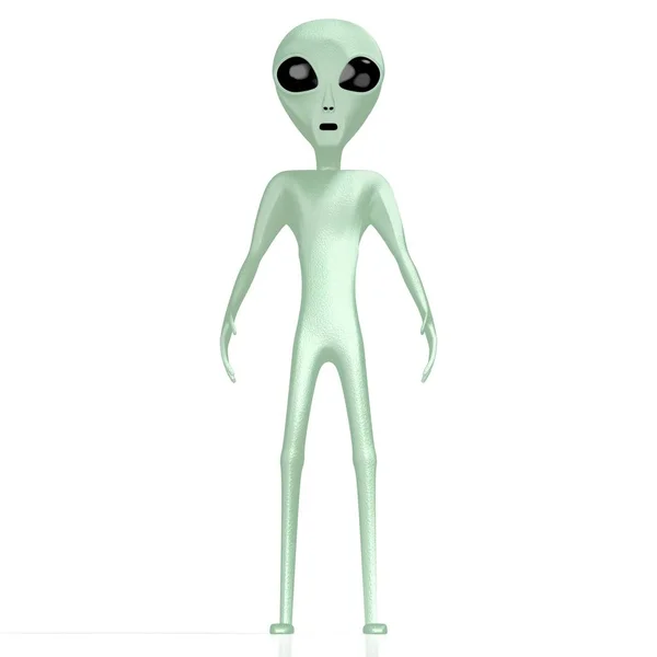 Alienígena verde, extraterrestre - renderização 3D — Fotografia de Stock