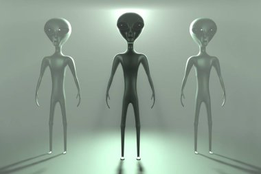 Uzaylılar / dünyadışı varlıklar, mistik sis - 3D görüntüleme