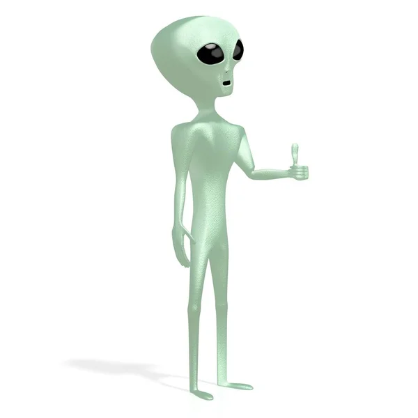 Extraterrestre verde, extraterrestre - representación 3D — Foto de Stock