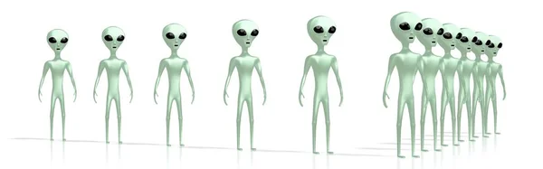 Alieni verdi, extraterrestri - rendering 3D — Foto Stock