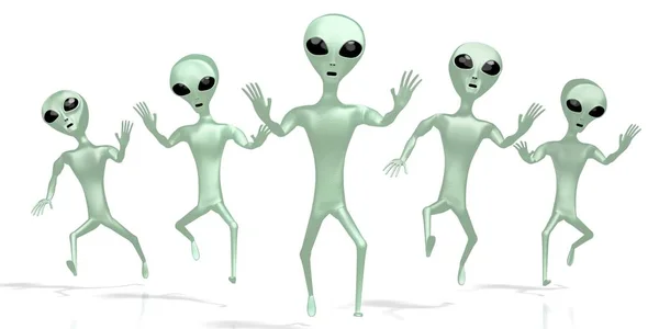 Πράσινοι αλλοδαποί, εξωγήινοι - 3d απόδοση — Φωτογραφία Αρχείου