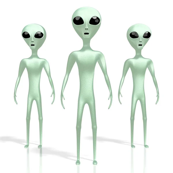 Aliens verts, extraterrestres - rendu 3D — Photo