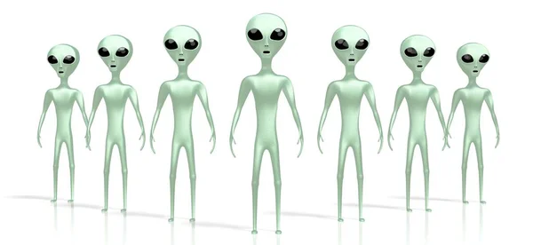 Green aliens, extraterrestrials - 3D rendering — Stock Photo, Image