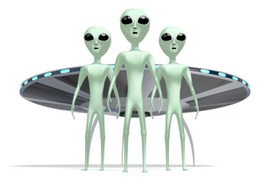 Uzaylılar / uzaylılar ve uzay gemisi - 3D görüntüleme