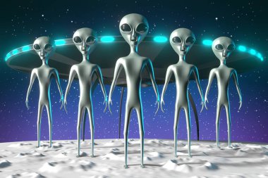 Uzaylılar / uzaylılar, uzay gemisi - 3D görüntüleme