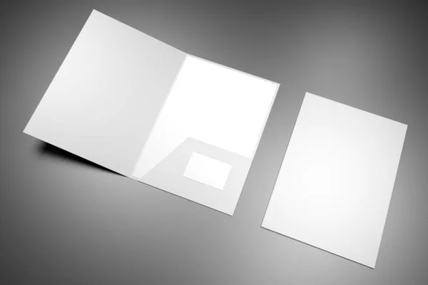 File folder mockup - front cover and opened - 3D rendering