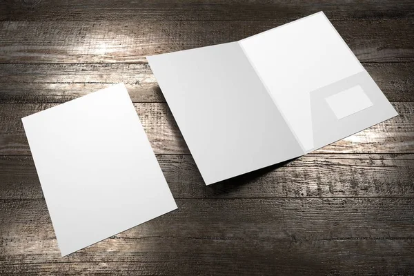 File folder mockup - front cover and opened - 3D rendering