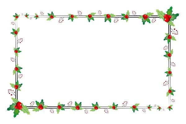 Boże Narodzenie ramka z jemioły jagody — Zdjęcie stockowe