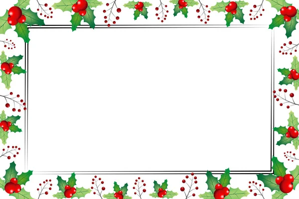Kerst frame met maretak bessen — Stockfoto