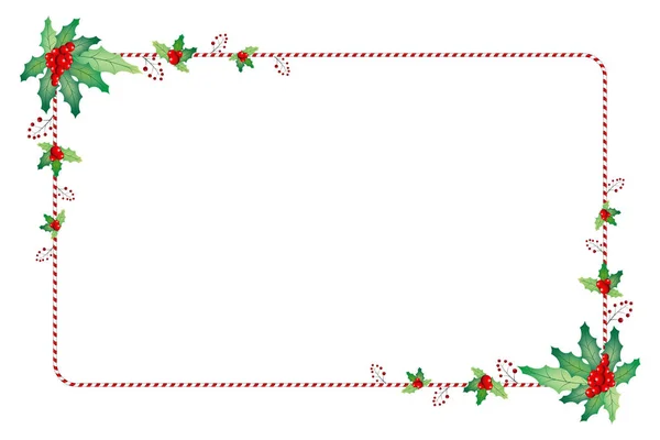 Рождественская рама с ягодами омелы — стоковое фото