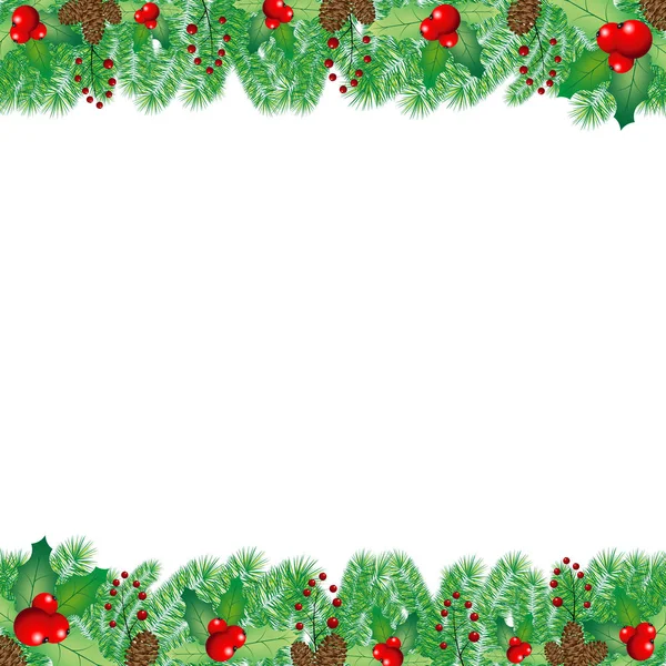 Christmas frame with mistletoe berries