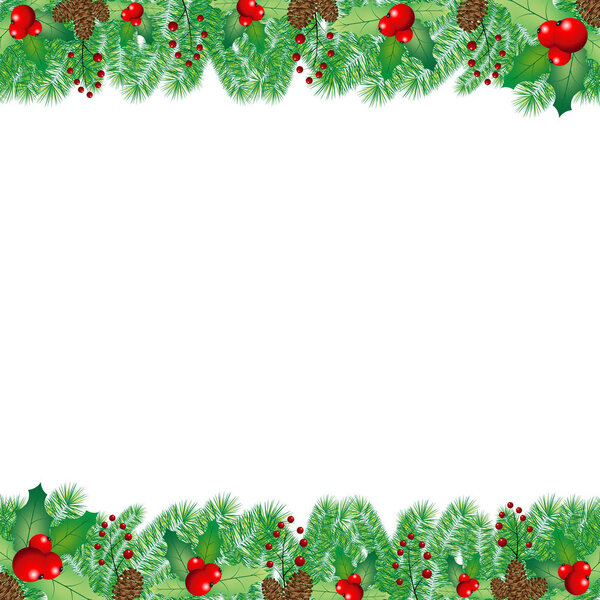 Christmas frame with mistletoe berries