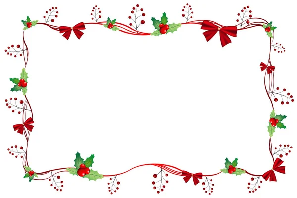 Ökseotu üzümü ve kurdeleli Noel çerçevesi