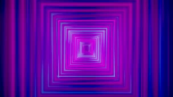 Tunel Abstrakcyjny Neon Animacja Ruchome Kwadraty — Wideo stockowe