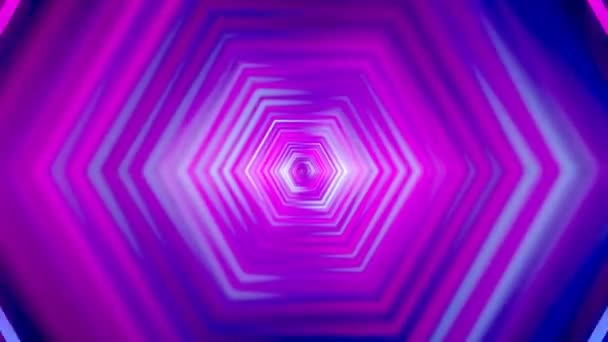 Abstract Tunnel Neon Animatie Bewegende Zeshoeken — Stockvideo