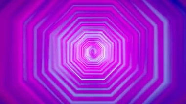 3d 4k soyut tünel / neon animasyon - hareketli sekizgenler