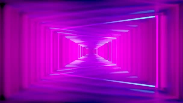 Abstract Tunnel Neon Lights Animation — стоковое видео