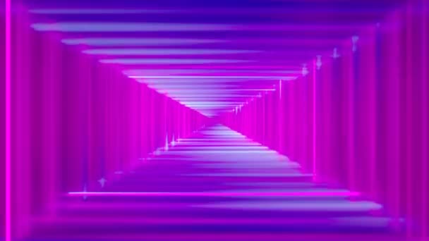 Abstract Tunnel Neon Lights Animation — стоковое видео