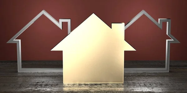 房屋形状 房地产概念 3D渲染 — 图库照片