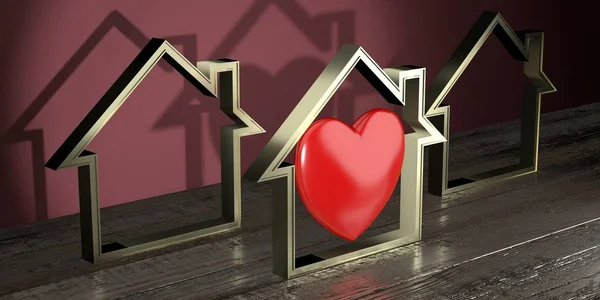 House shape, heart - real estate concept - 3D rendering