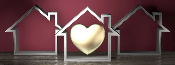 Форма Дома Сердце Концепция Недвижимости Рендеринг — стоковое фото