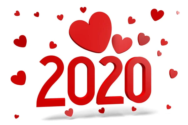 Conceito 2020 Valentines Renderização — Fotografia de Stock
