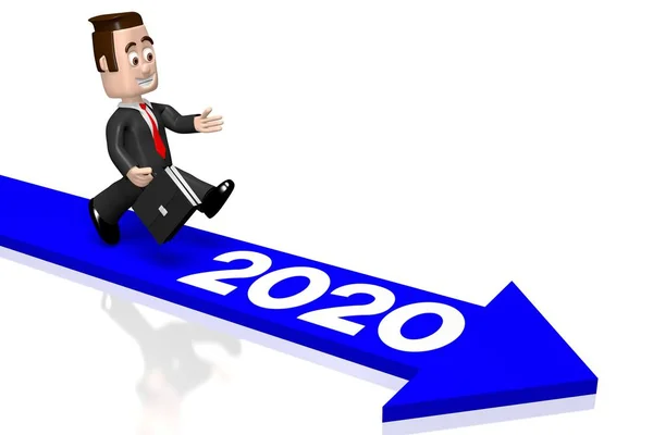 2020 Konzept Geschäftsmann Rendering — Stockfoto