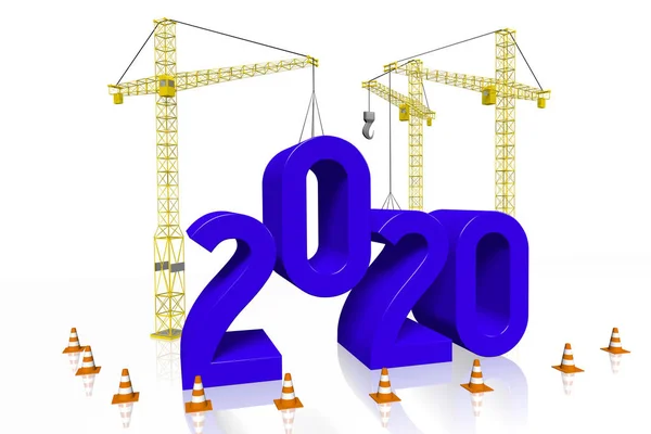 2020 Conceito Crane Renderização — Fotografia de Stock