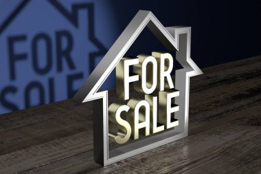 Ev şekli - satılık konsept - 3D görüntüleme