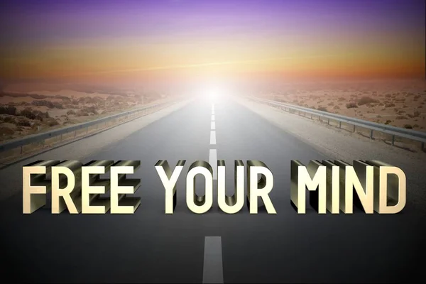 Free your mind concept, road - 3D rendering