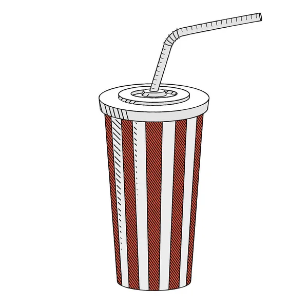 Cola Soda Mit Strohhalm Illustration Cliparts — Stockvektor