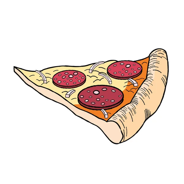 Pizza Pepperoni Onion Illustration Clipart — Stock Vector