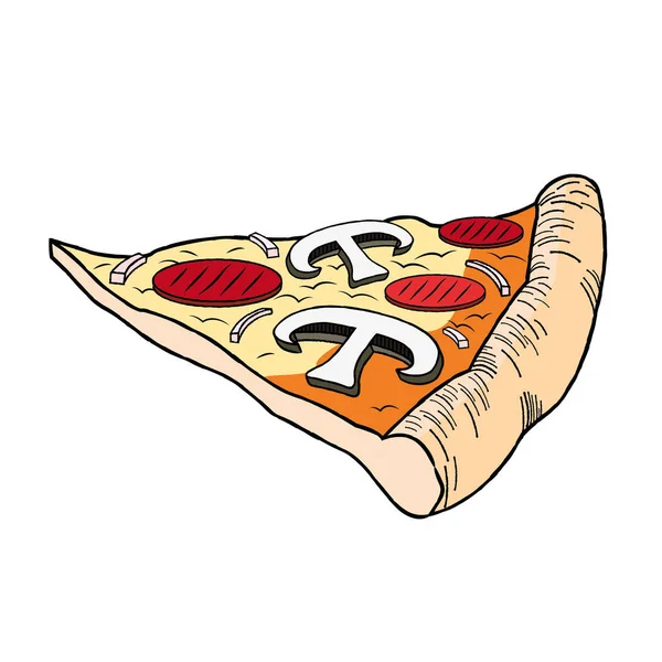 Pizza Szynka Grzyb Ilustracja Clipart — Wektor stockowy