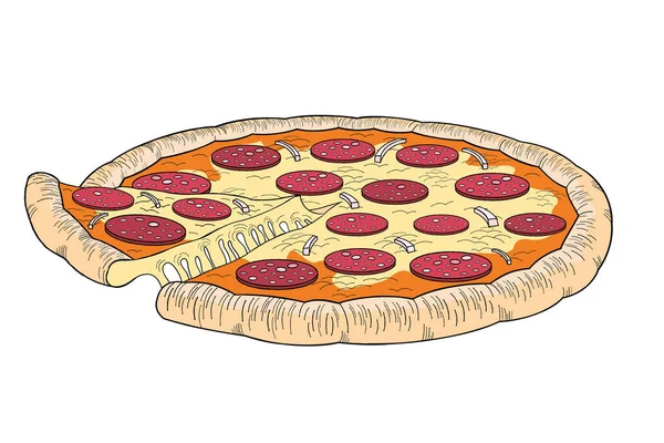 Pizza Pepperoni Cebula Ilustracja Clipart — Wektor stockowy