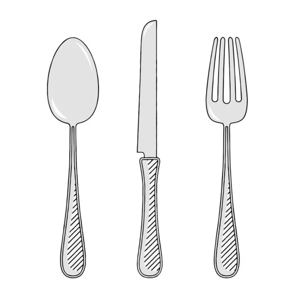 Tenedor Cuchillo Cuchara Ilustración Clipart — Vector de stock