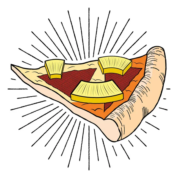 Hawajska Pizza Ananas Szynka Ilustracja Clipart — Wektor stockowy