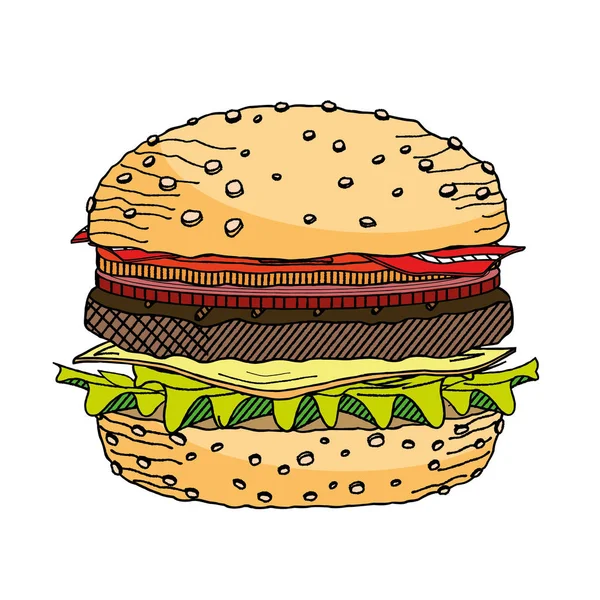 Hamburguesa Hamburguesa Con Queso Ilustración Clipart — Vector de stock